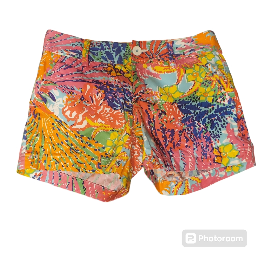 NWOT Lilly Pulitzer Callahan Shorts Size 2 Fishing For Compliments Coral…